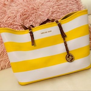 Michael Kors LARGE summer tote with yellow stripe
